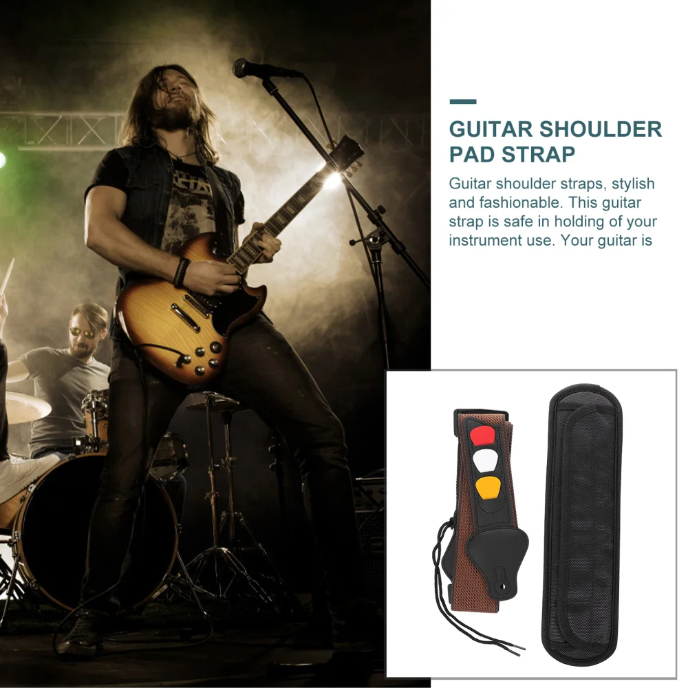 

1 Set Adjustable Guitar Strap Bass Strap Guitar Accessories with Guitar Picks
