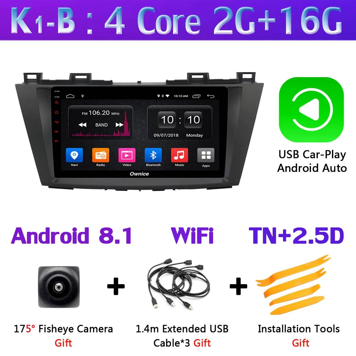 K1-B-CarPlay " 360 ° панорамный Android автомобильный DVD gps Мультимедиа для Мазда 5 2010 2011 2012 2013 Premacy автомобильный Радио DSP CarPlay 4G LTE - Цвет: K1-B-CarPlay