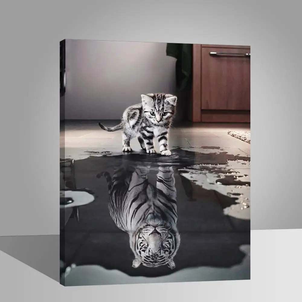 Набор для раскрашивания по номерам взрослых и детей белый черный маленький кот