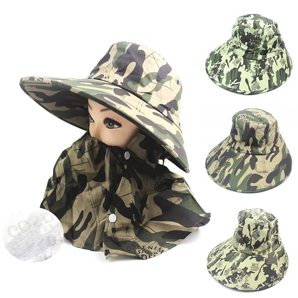 

Unisex Camo Anti-UV Breathable Wide Brim Outdoor Fishing Hat with Face Neck Flap Fishing Hat cap sun hat cap Face Neck Flap Fish