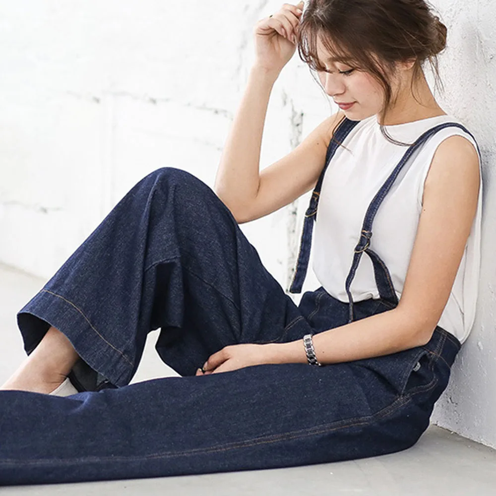 

Suspender Wide Leg Pants Women Summer Causal Streetwear Korea Japan Clothes Office Ladies Streetwear High Waist Pants Trousers