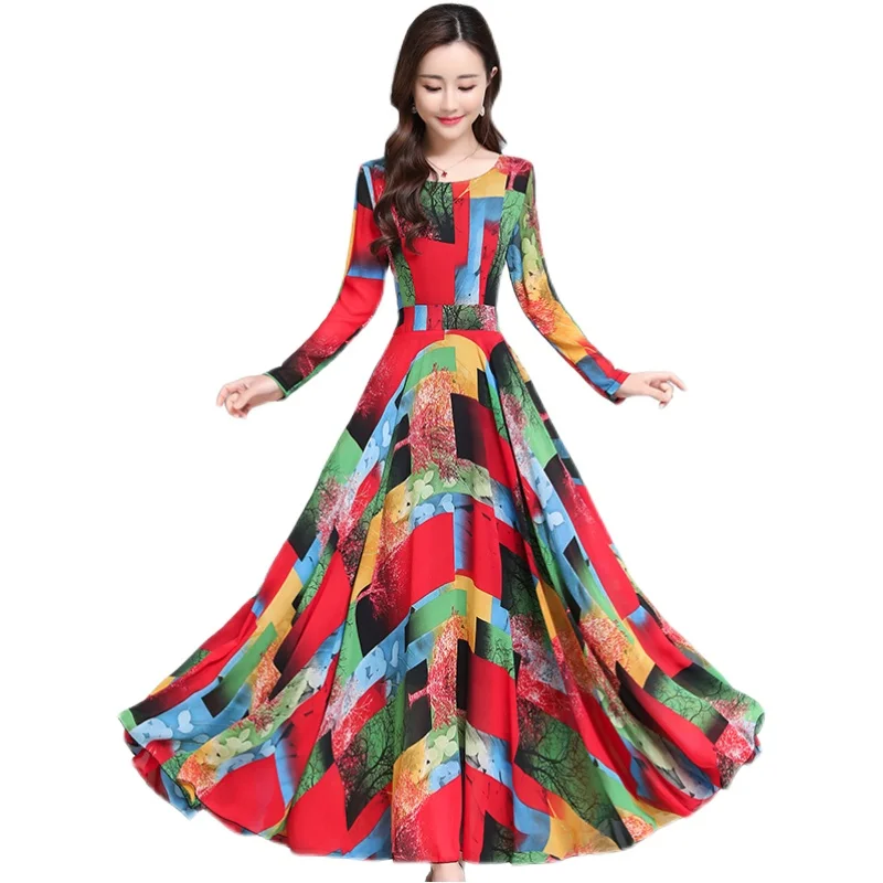 

2021 Summer Yellow Print Chiffon Maxi Dress Vintage 4XL Plus Size Runway Long Dress Elegant Women Bodycon Party Dresses Vestidos