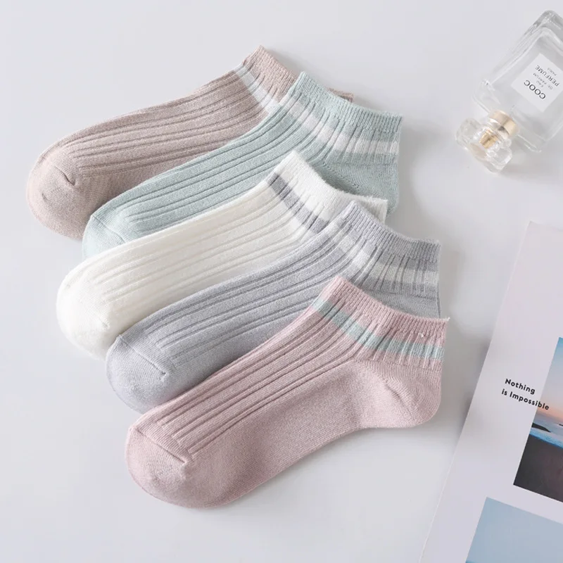 

Bamboo fiber socks women's socks spring and summer thin double needle ladies sweat ins tide short tube bamboo cotton socks