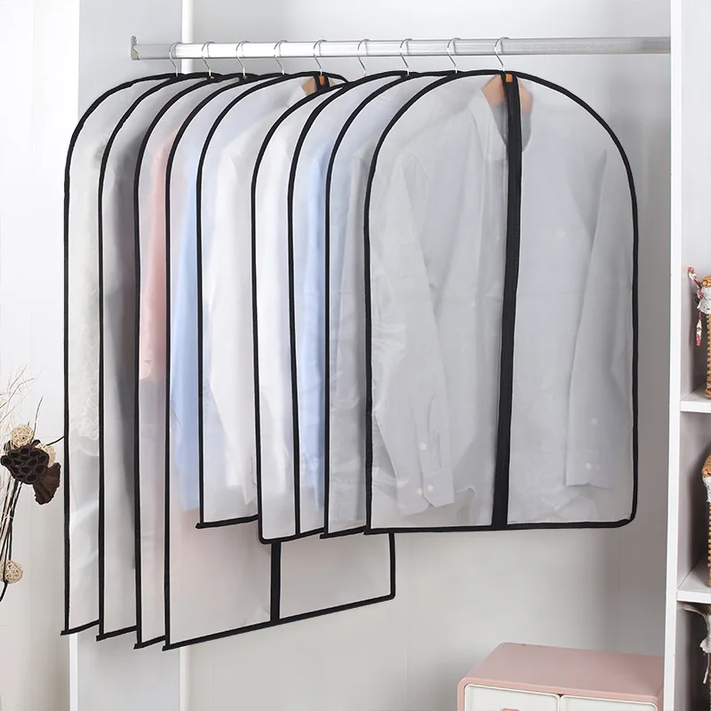 

6pcs/set Transparent Clothing Covers Garment Suit Dress Jacket Clothes Coat Dustproof Cover Protector Travel Bag Dust Cover