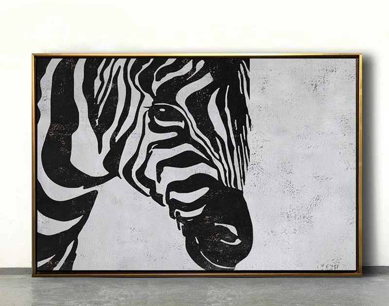 

Large Abstract Animal Art, Zebra Painting, Modern Canvas Art, Animal Painting