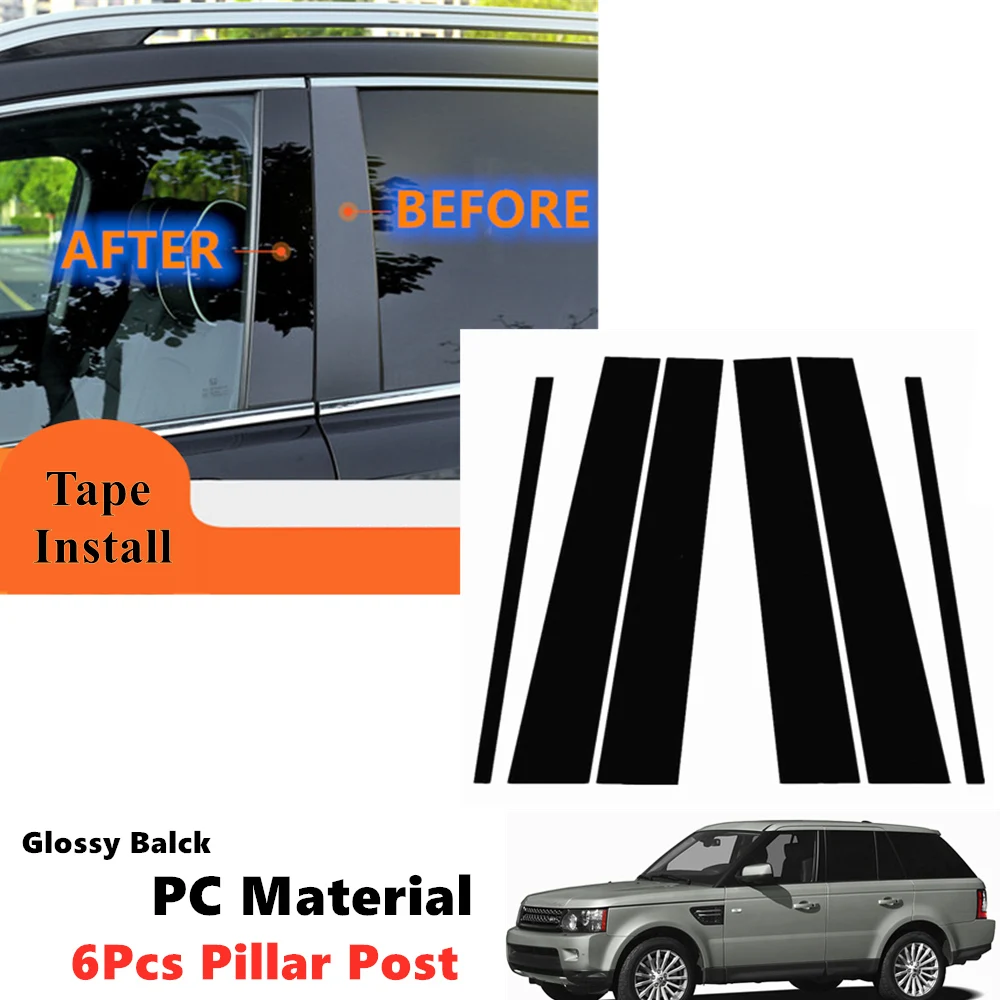 

Чехол для пианино, поликарбонат, 6 шт., набор для LAND ROVER RANGE ROVER SPORT 2006-2013, глянцевый черный L + R, боковая дверь, окно накладка стойки, черные столб...