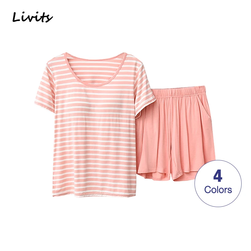 Женские пижамные комплекты со встроенным бюстгальтером мягкая эластичная