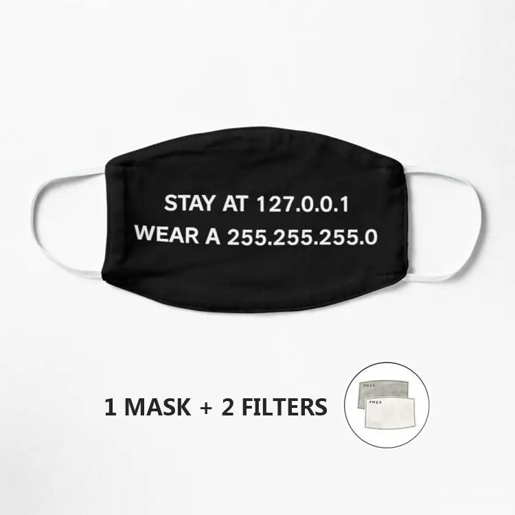 

Маска для лица stay at 127.0.0.1 wear a 255.255.255.0, хлопковая маска для лица, с мультяшным рисунком, антибактериальная