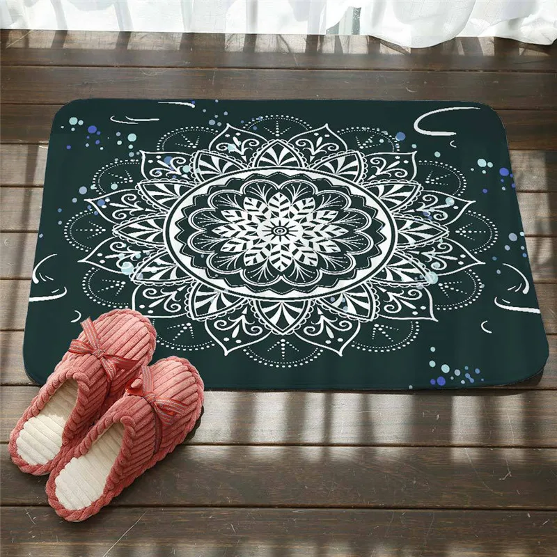 Напольные и дверные фланелевые коврики с изображением мандалы радужного цвета