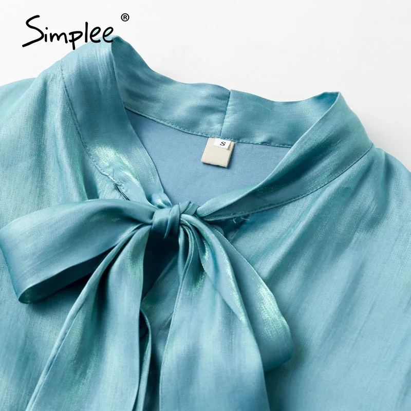 Simplee Elegant bow tie women blouse shirt Office lady work wear long sleeve female top Casual streetwear shirts | Женская одежда