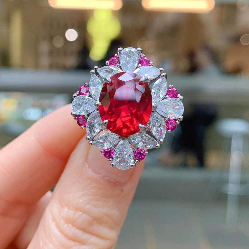 

Vintage Ruby Ring Twinkle Sapphire Wedding Finger Rings Engagement Fine Jewelry 8*12