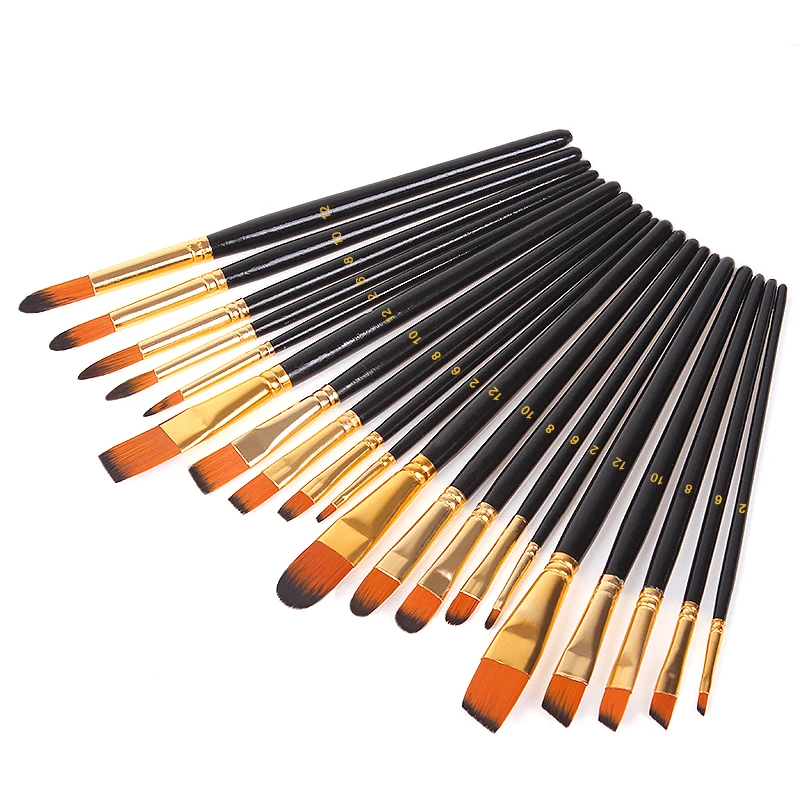 Ручка для рисования акварелью нейлоновая кисть 5 черных стандартов студенческие