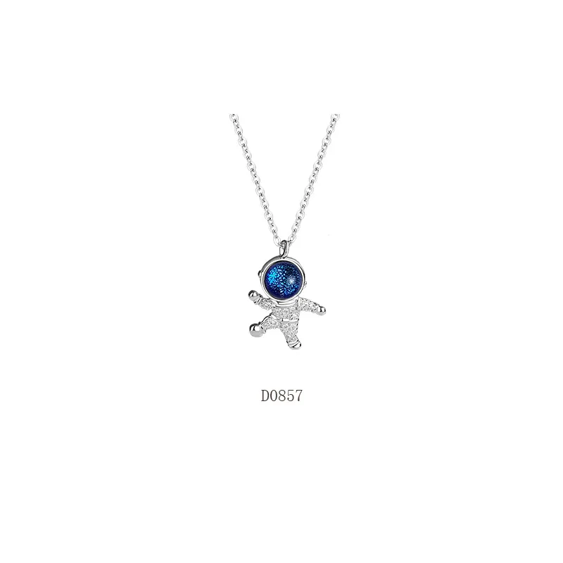 

Sterling Silver Astronaut Necklace Moon Spaceman Necklace Clavicle Chain