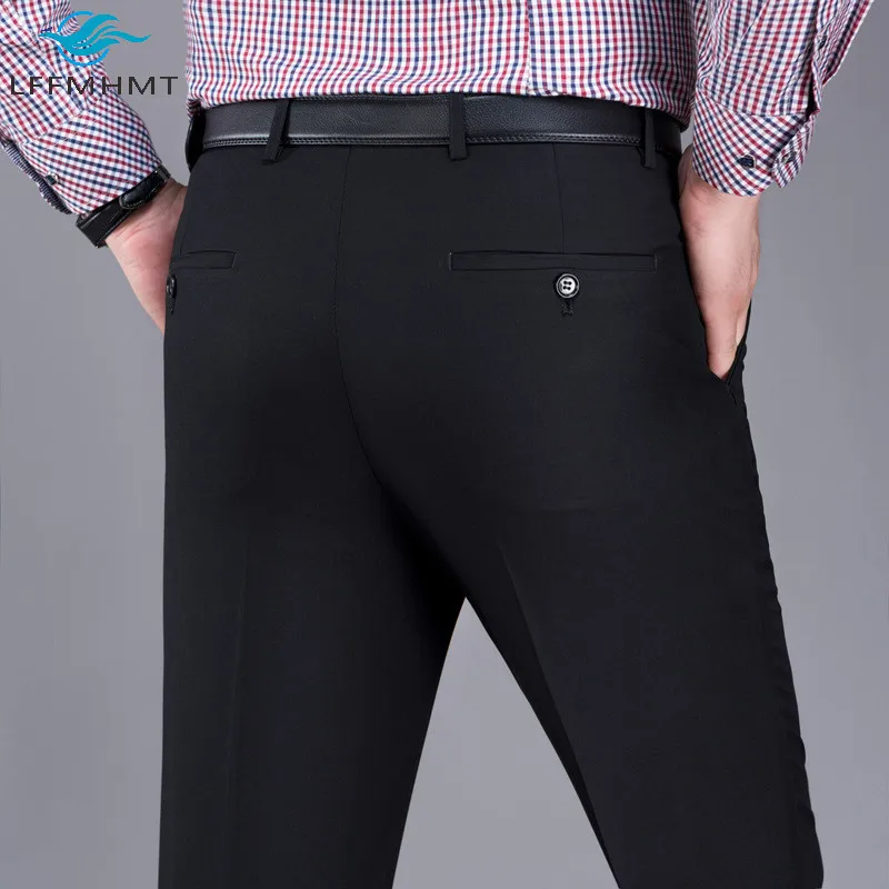 

Men Winter Fashion High Waist Solid Color Thick Suit Pants Male Japan Style Premium Quality Anti-Wrinkle Business Formal Trouser