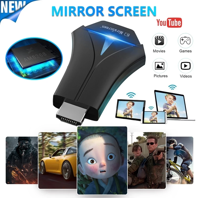 Новинка 2022 ТВ-адаптер Mira с экраном Wi-Fi ресивер дисплея HDMI-совместимый потоковый