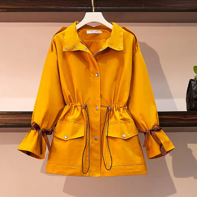 Женский Длинный тренчкот свободная ветровка большого размера на весну и осень