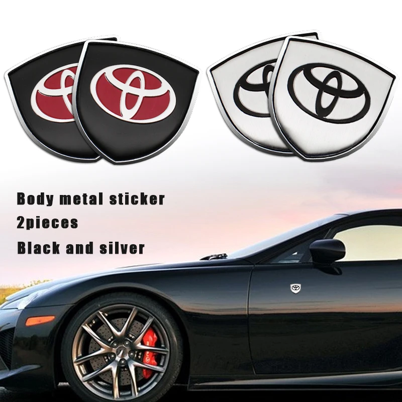 

1/2pcs 3D Metal Chrome Car Body Decorative Stickers Badge For Toyota Camry 40 50 Chr Corolla Rav4 Yaris Prius Hilux Accessories