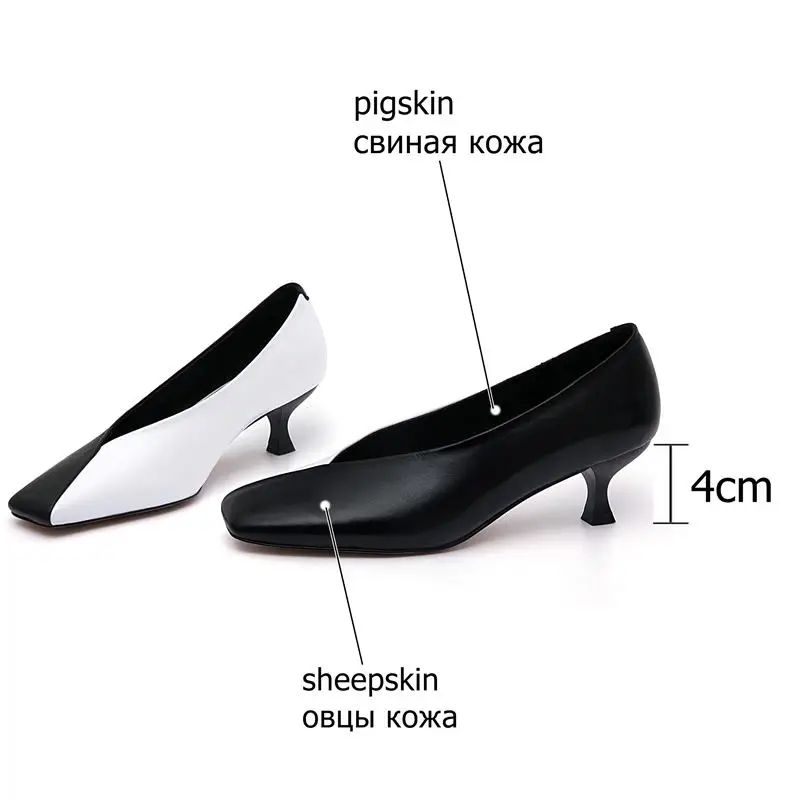 Женские офисные туфли ALLBITEFO натуральная кожа высокий каблук обувь на