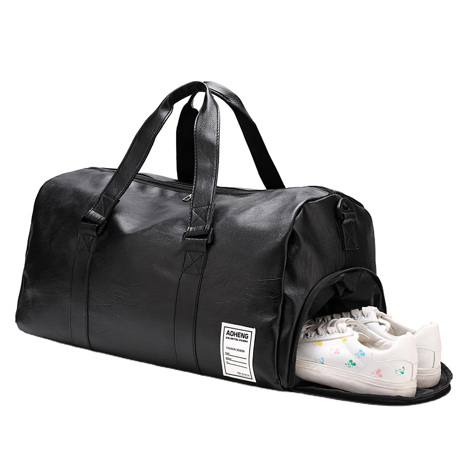 

PU Leather Sports Bag Large Capacity Compartment Handheld Sports Bag Waterproof Gym Bag Multipurpose For Sports Training