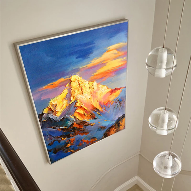 100% ручная роспись золотая гора картина маслом на холсте настенное украшение для