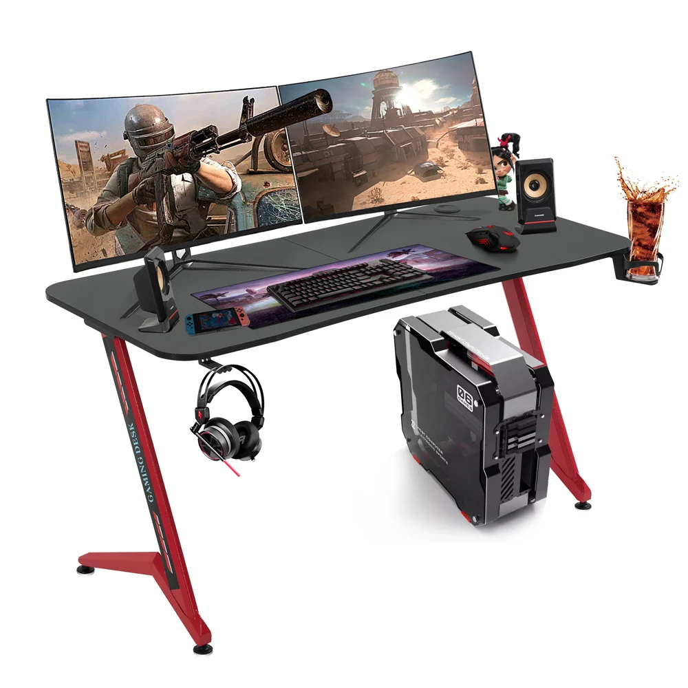 

Yamasoro Gaming Desk, Ergonomic Gaming Desk T-Shaped Office PC Computer Desk, Gamer Tables Pro with Cup Holder&Headphone Hook