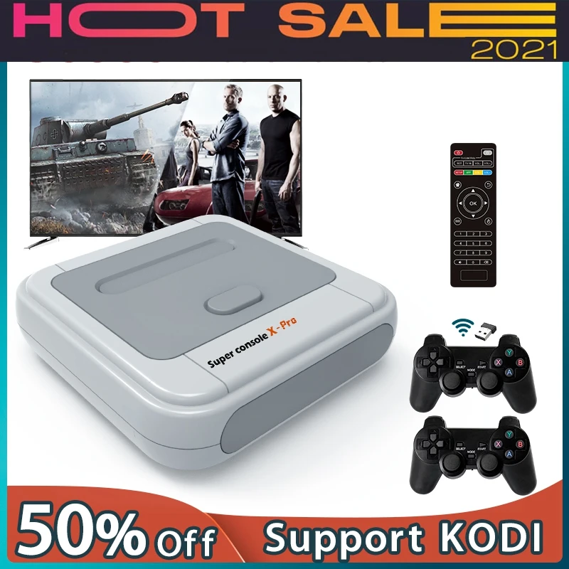 Preise Super Konsole X Pro 4k Hd Retro Spiel Konsole Für Psp/Ps1/Dc/N64, Video Spiel Konsole Mit 50000 + Spiele, Kodi, Unterstützung 2 Spieler