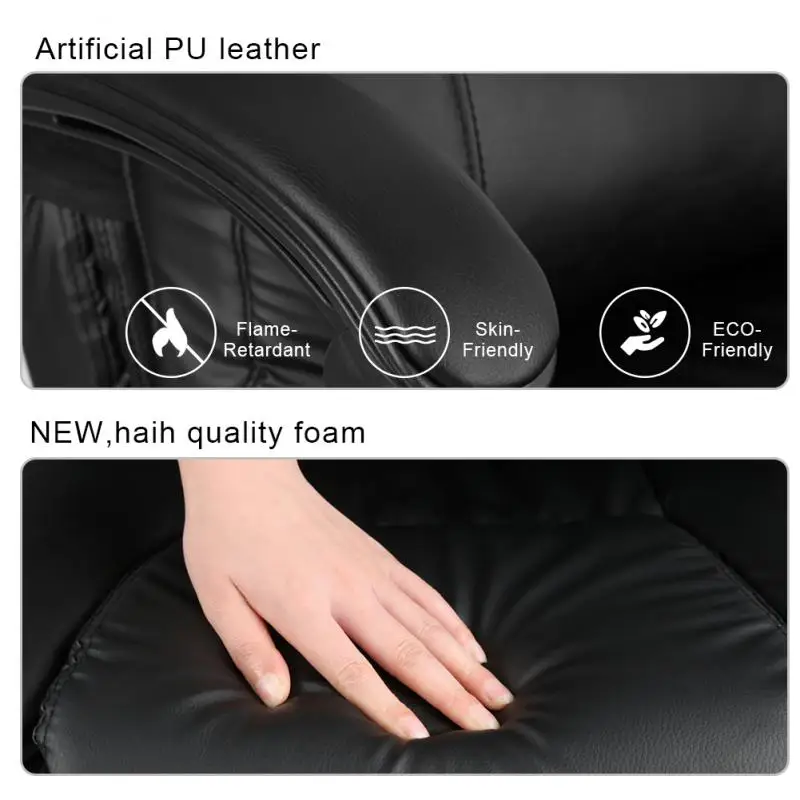 

Fauteuil De Bureau Dossier Inclinable Repose-pied Pliable Hauteur Rglable PU Noir Game Chair With Waist /Foot Rest HWC