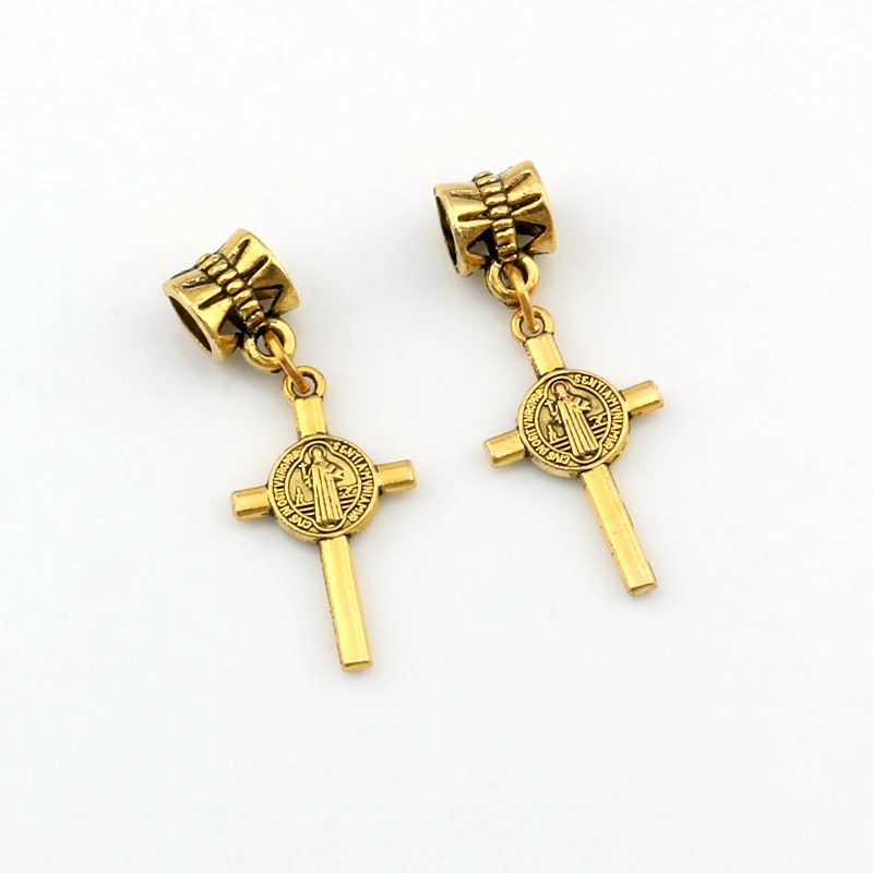 10 шт. Античный Золотой орден Святого Бенедикта подвеска в форме Креста Шарм