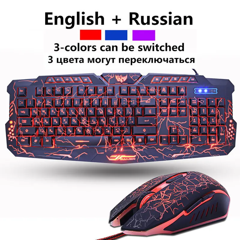 Игровая клавиатура с русской/английской раскладкой USB светодиодный Проводная