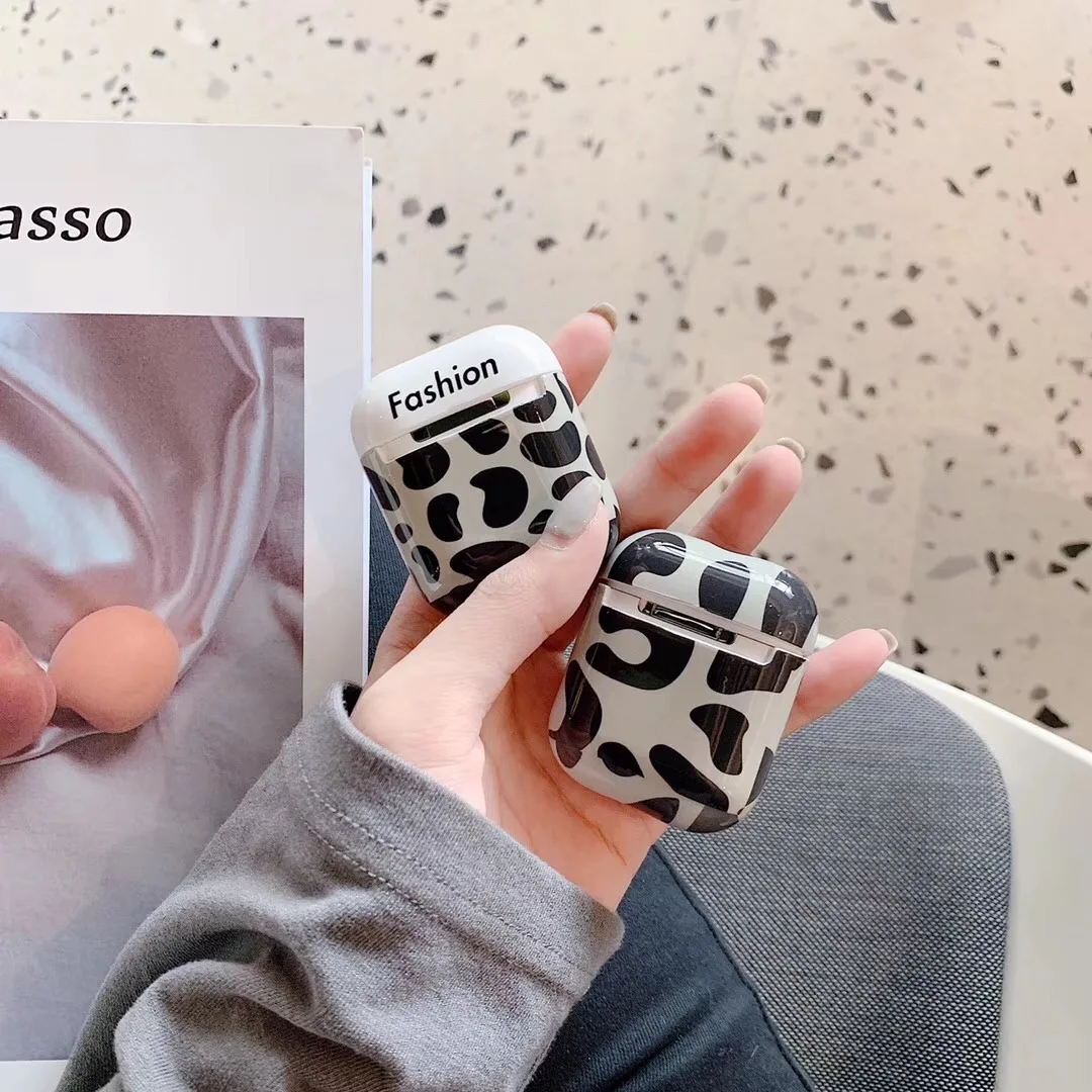 Модный Леопардовый Bluetooth беспроводной набор наушников Airpods силиконовый чехол для