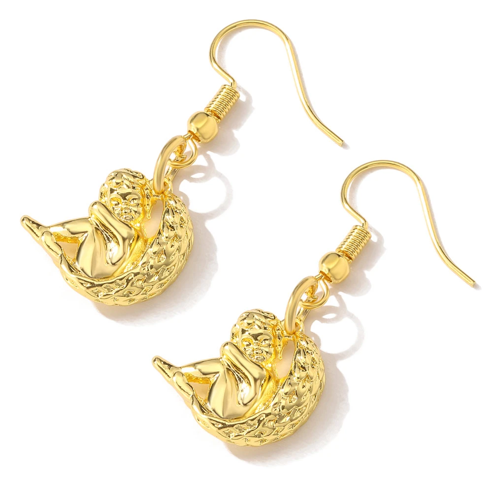 Cring Coco Baby Pendant Earrings Unique Moon Gold Plated Women's Earring Hip Hop Jewelry Party Gifts Wedding for Women | Украшения и