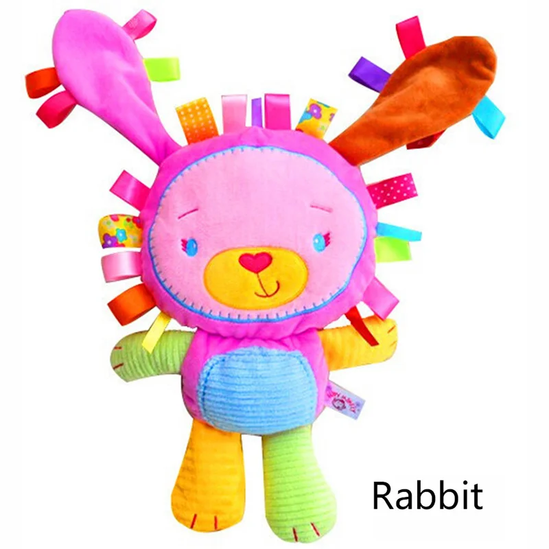 Rabbit Новая детская игрушка для прорезывания зубов комфорт для ребенка кукла с BB погремушками игрушки 0-6 лет Лев/Кролик/Слон/ягненок/обезьяна успокаивающие куклы - Цвет: Rabbit
