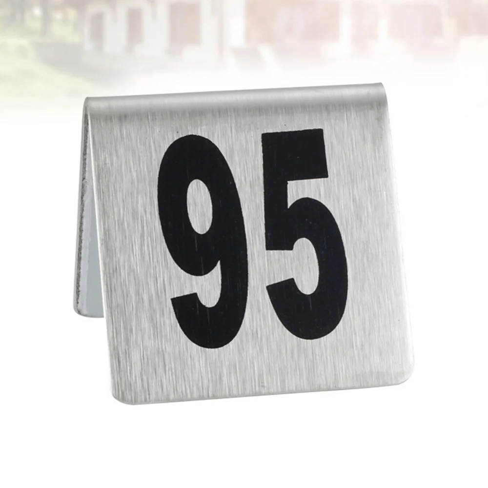 

10Pcs Table Plate Stainless Steel Paper Bracket Number Folder Creative Holder Desktop Number Stand (Black)