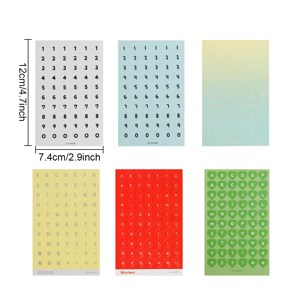

16Sheets Colorful DIY Numbers Letters Stickers Self Adhesive Small Clothing Mark Labels Stickers School Office Paper Sticker