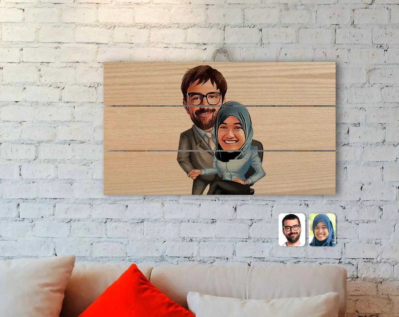 

Personalized Valentine Caricature Of Authentic Wooden Pallet Tablo-59
