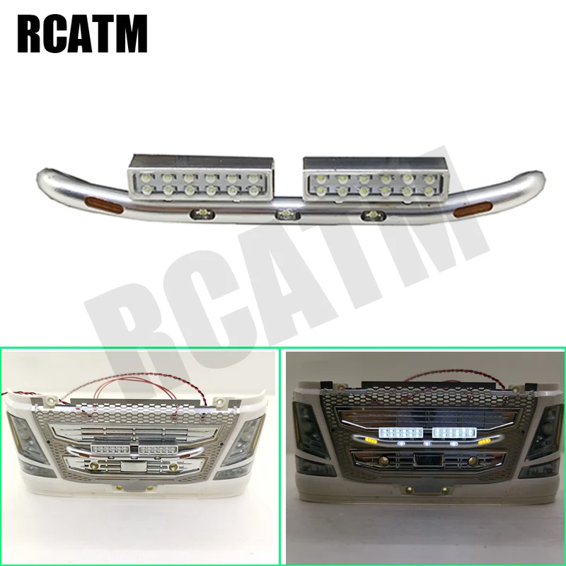 Foco delantero de Metal de aleación de aluminio CNC, luces LED de parachoques para 1/14 Tamiya, coche, camión RC, Scania, Volvo 56323, 56360