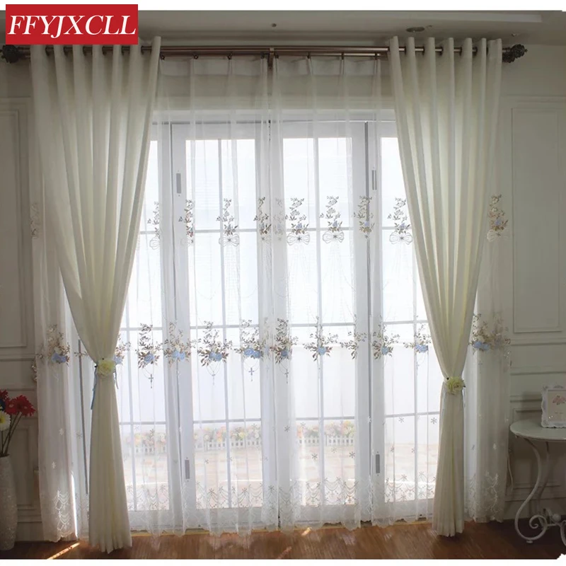 Роскошные кружевные голубые вышитые шторы для гостиной розово-фиолетовые