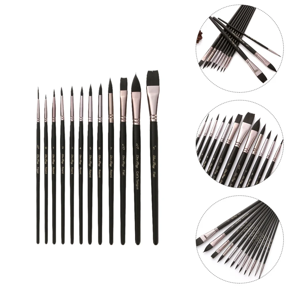 

12pcs Practical Artist Paint Brushes Nylon Detailing Paint Brush Liner Brush