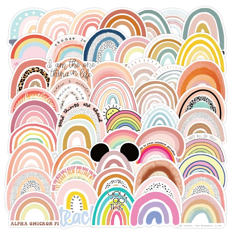 

10/30/50Pcs/ Bag Colorful Rainbow Bridge Fresh Cartoon Graffiti Stickers Luggage Mobile Computer Children's Toy Decals
