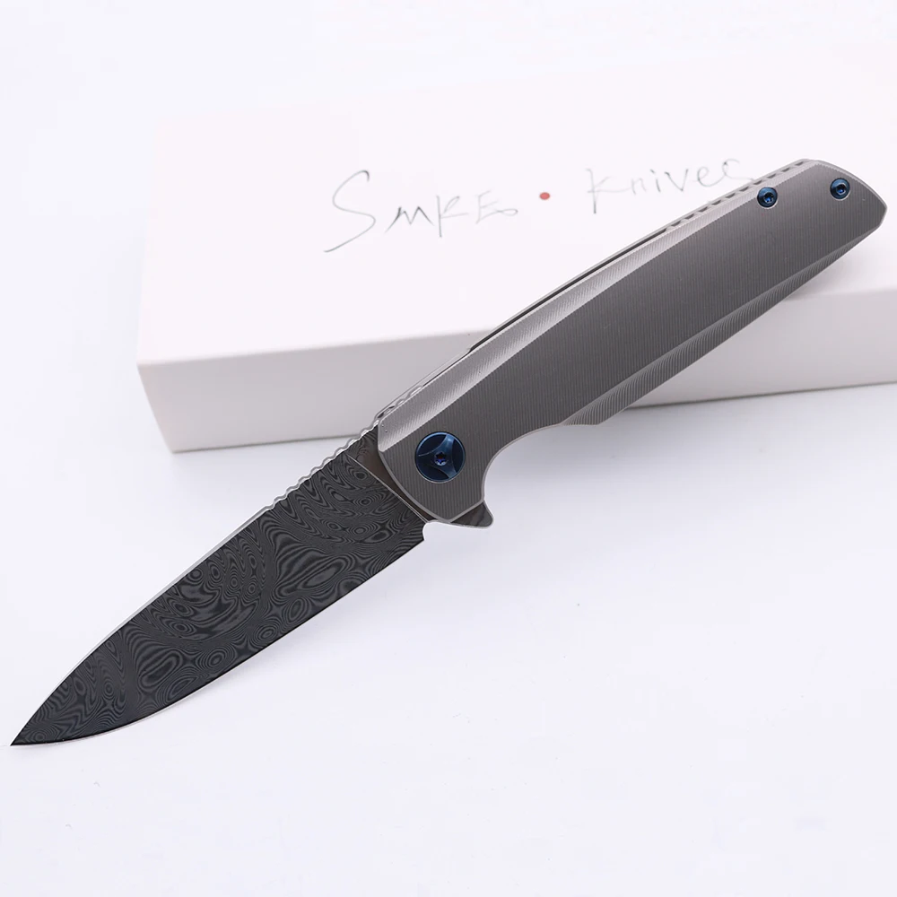Ножи SMKE Specter Flipper карманный складной клинок дамасское лезвие титановая ручка