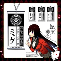 anime kakegurui compulsive gambler necklace jabami yumeko id card acrylic pendant necklaces cosplay props jewelry gift