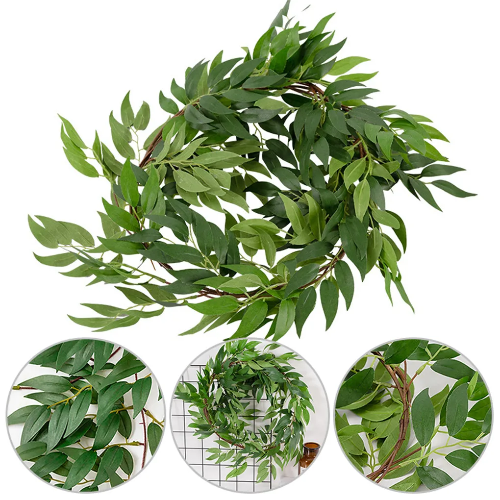 

Artificial Willow Leaf Garland Simulation Willow Vine Fake Plastic Rattan Home Wedding Greenery Decor