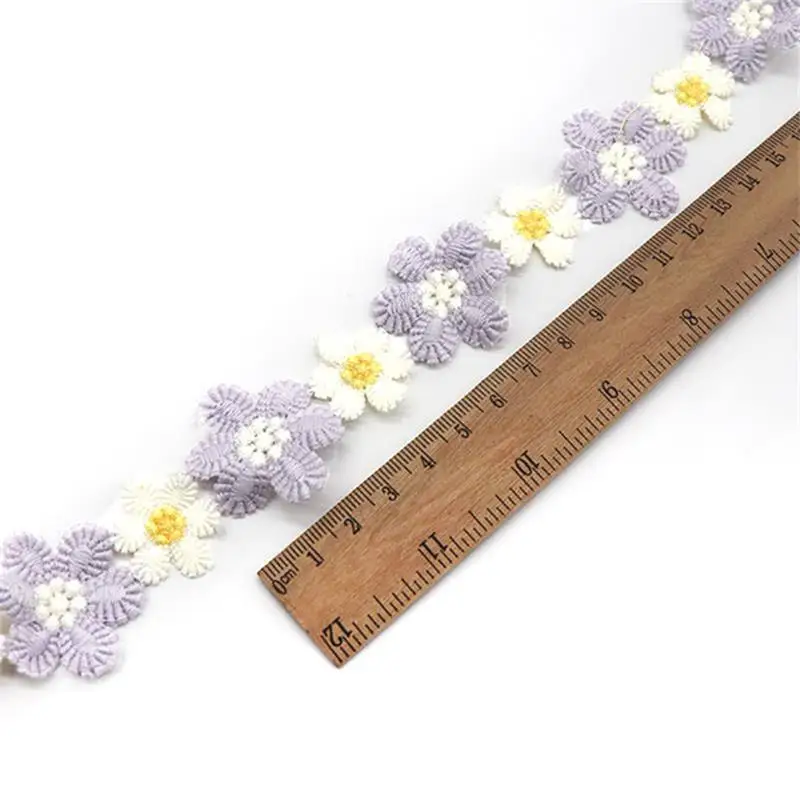 no3 3.2cm purple H648 91 см красочные ромашки Кружева отделка Вязание Свадебное кружево вышитые Diy ручной работы лоскутное Ленточные швейные принадлежности ремесла - Цвет: no3 3.2cm purple