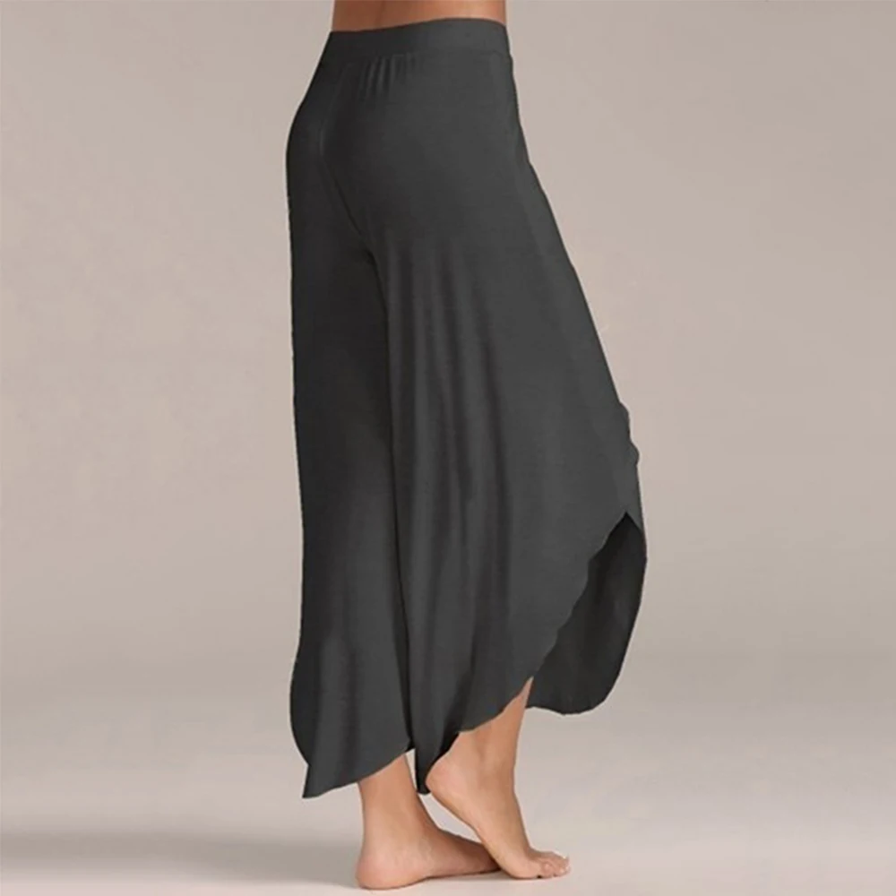 Женские брюки Летние повседневные однотонные шифоновые женские с разрезом на