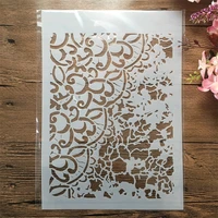 a4 29cm half leaves texture diy layering stencils wall painting scrapbook embossing hollow embellishment printing lace ruler