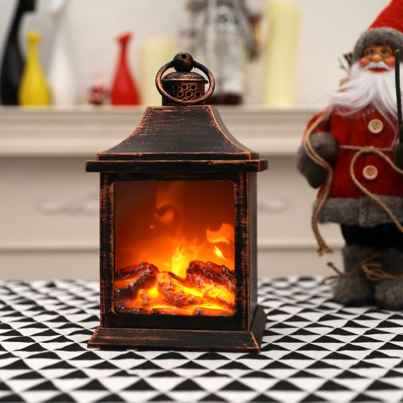 Night Light Led Flame Fireplace Wind Simulation Fo Tan Decoration Table Lamp For Courtyard Living Room Decor | Лампы и освещение
