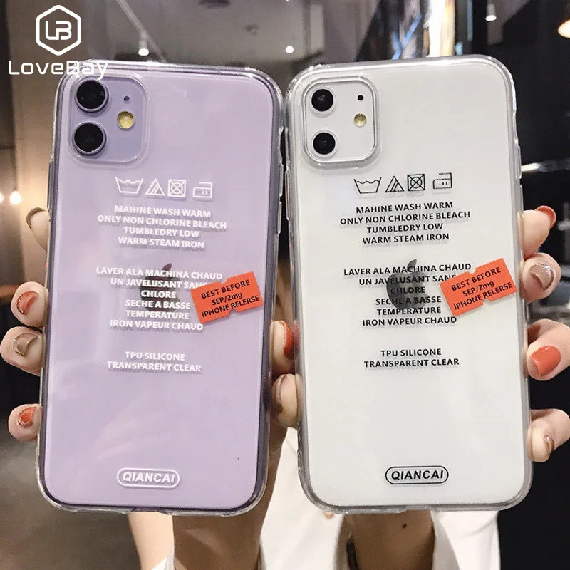 Lovebay Прозрачный чехол для телефона с надписями iPhone 11 Pro Max X XS XR Xs мягкий прозрачный