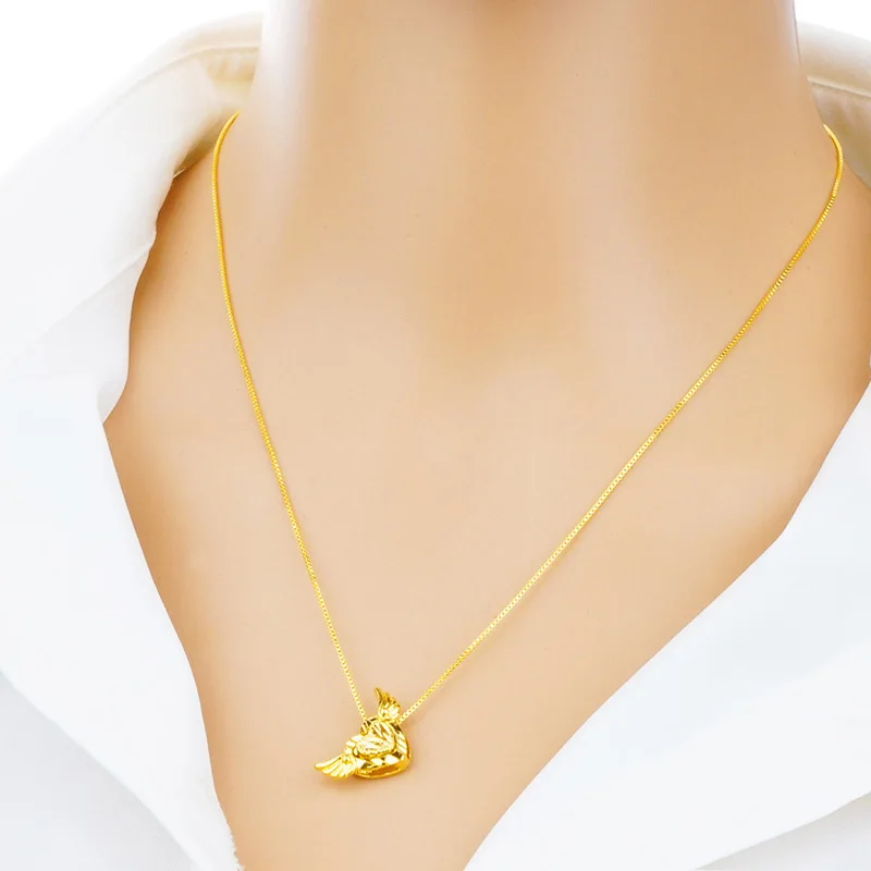 Модные ювелирные изделия крыло Ангела в форме сердца золотое ожерелье с