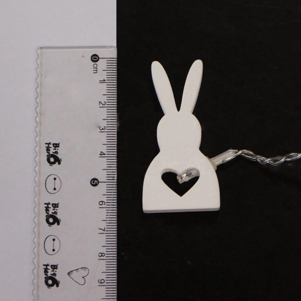 

10-LEDs Battery Powered Wooden Rabbit Shape String Light for Party Festival Decoration (Pure White Light)