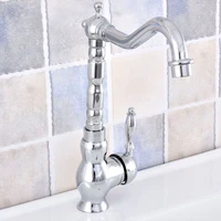 basin faucets polished chrome bathroom sink faucets single handle swivel spout hot and cold wash basin tap nsf655